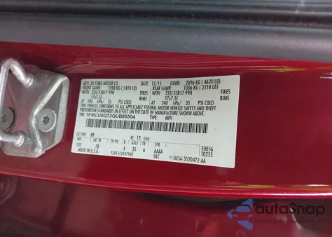 2016 Ford Escape Se из США, поврежденный, VIN 1FMCU0G73GUB85504